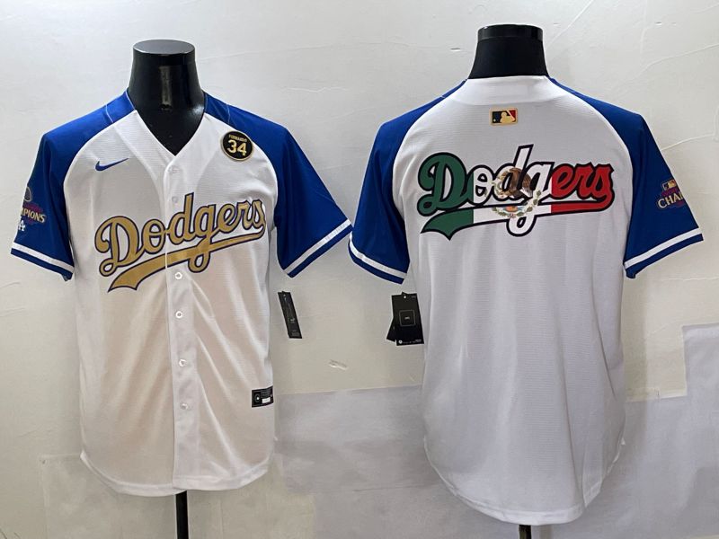 Men Los Angeles Dodgers Blank White Blue Gold Game Nike 2025 MLB Jersey style 42913